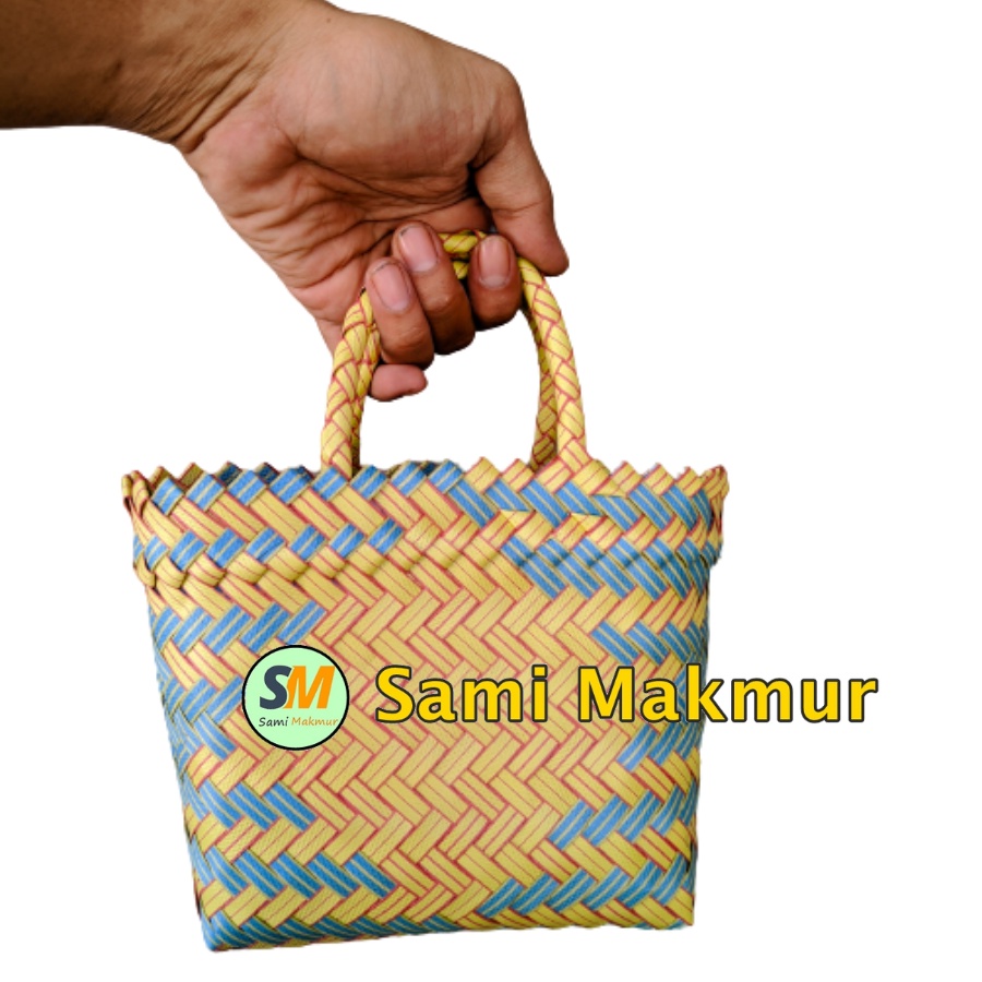 Tas Anyaman Plastik Tas Hampers Souvenir Parcel Bingkisan Hantaran Lurik Mini (XS) Muat Kotak Snack Toples Roti Kue