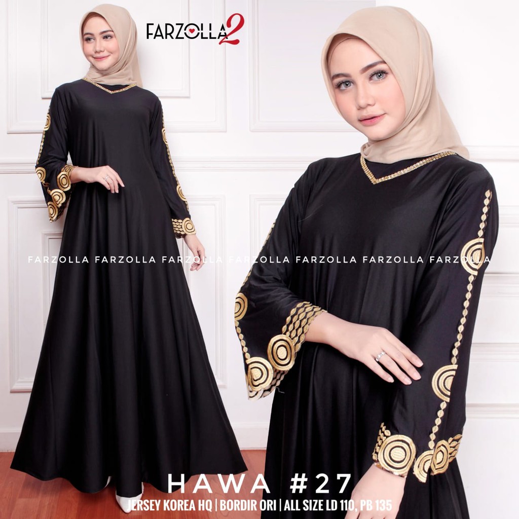 TOP GAMIS ABAYA TURKEY MOTIF BORDIR ORI / ABAYA TURKEY MURAH / ABAYA SYARI TERBARU / HAWA #27
