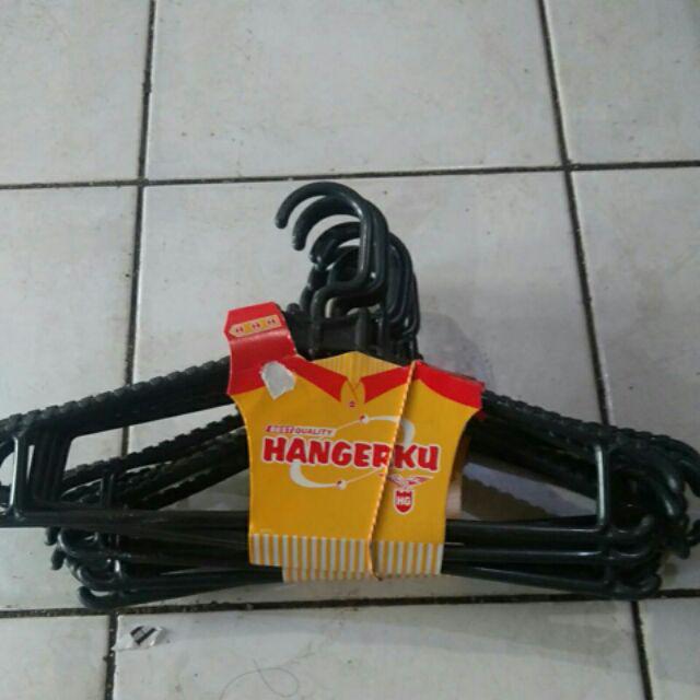 Hanger Laundry Plastik Isi 12pcs/ Gantungan Baju Hitam / Warna /gantungan Baju Dewasa / Hanger Warna