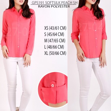 Blouse Wanita Polos Lengan Panjang Chiffon Silk Lembut Melar (GPS191)-1