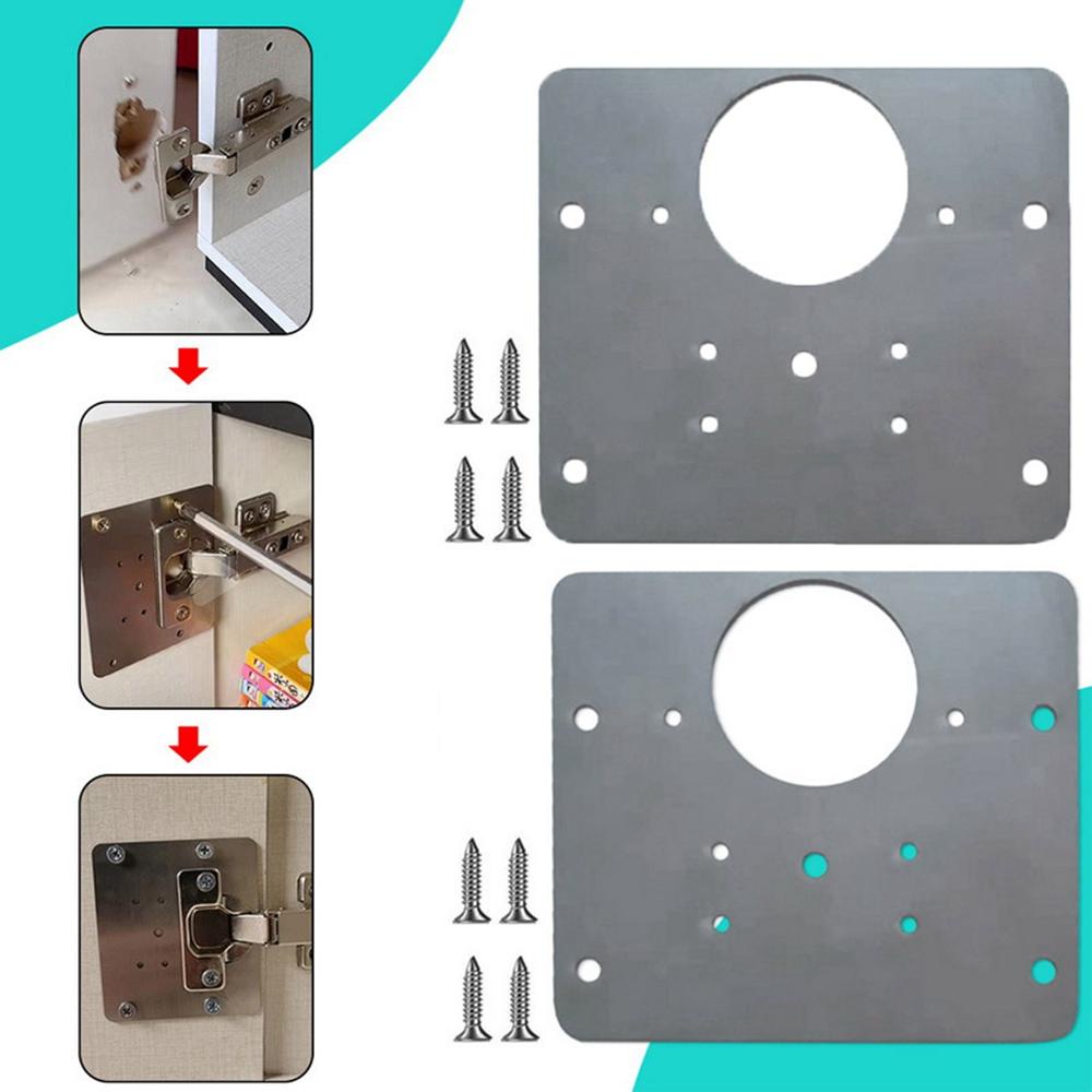 【 ELEGANT 】 Hinge Repair Plate Stainless Steel 1/3pcs for Cabinet Door Rust Resistant Fixed Furniture Hardware