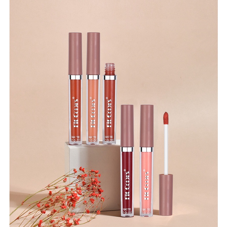 Fit Colors (COD) Matte Lip Cream Lipstick Long Lasting Lipstick Lip Gloss Melting Matte Lip Tint Waterproof And Drable Lipstick Cair Mate Boba Hanasui kosmetik