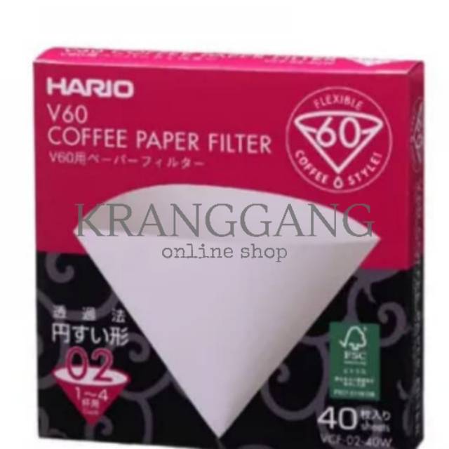 

Kertas Filter Kopi V60 1-4 cups Isi 40 Pcs Hario Set Paper Filter
