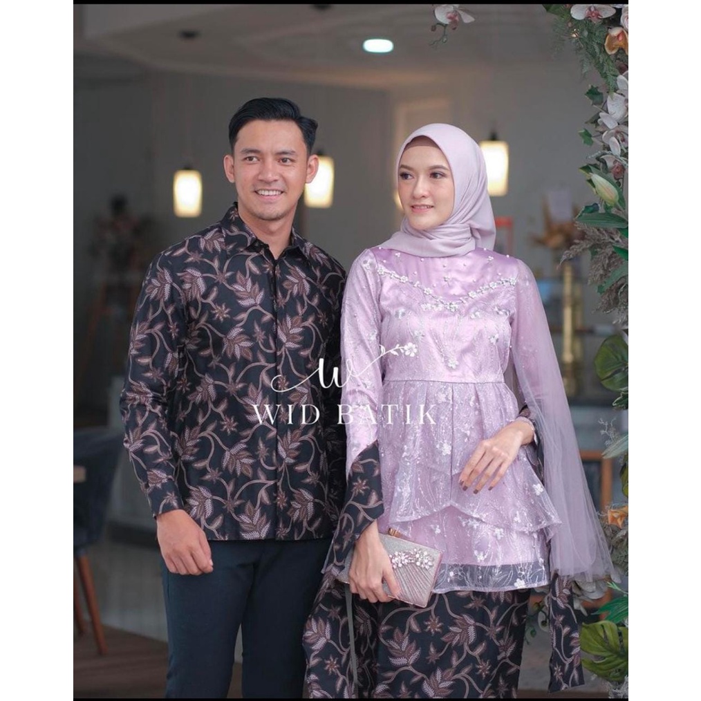 KHANSABATIK READY JUMBO! SET KEBAYA COUPLE MECCA KEMEJA BATIK KEBAYA BRUKAT TILE MUTIARA KUALITAS PREMIUM TERBARU 2022