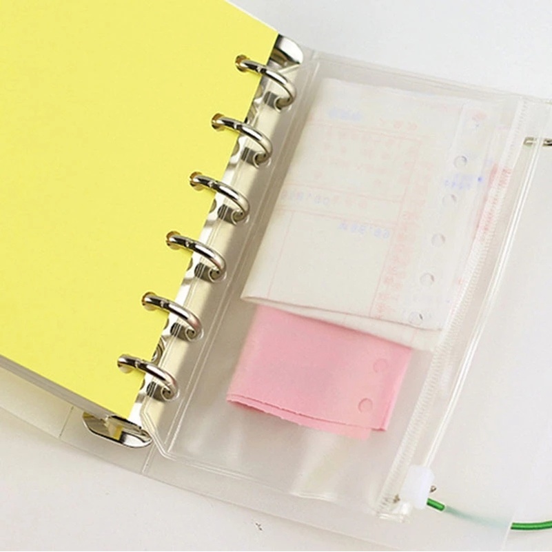 [1 Pcs A5,A6,A7 File Manager Storage Folder Zipper Bag] [PVC Loose-leaf Storage Bag]