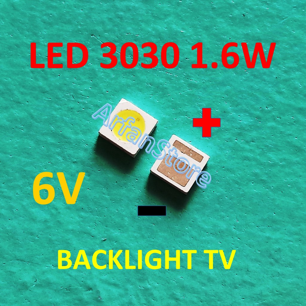 LED 3030 6V 1.6W Cold White Backlight LCD TV SMD Lampu Putih 6 Volt PER 10PCS