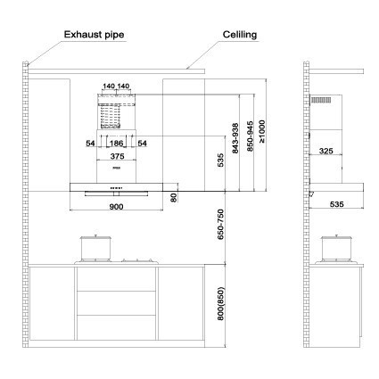 FOTILE Cooker Hood / RangeHood EMS9021R - Pengisap Asap Dapur