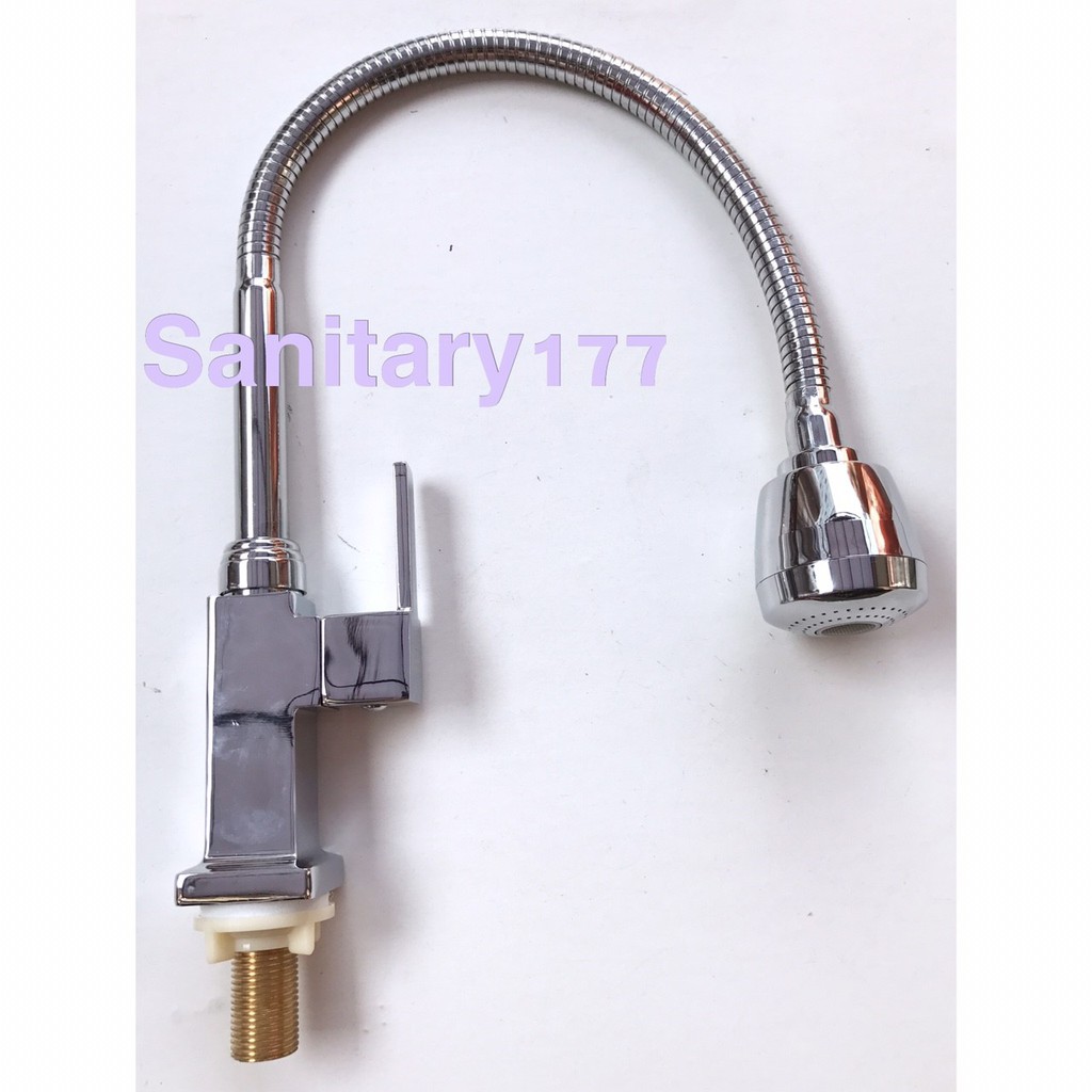 Kran air sink Dapur tanam kuningan fleksibel minimalis favios 343A- keran air angsa kotak segi dapur mini shower 2in1 bak cuci piring brass