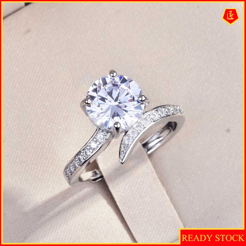 [Ready Stock]Fashion Elegant Pt950 Natural Moissanite Ring