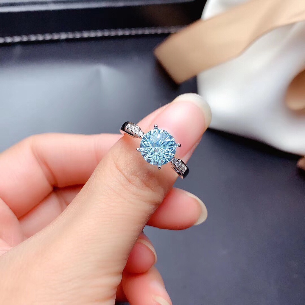 perak asli 925 cincin Wanita Kreatif dan sederhana langit biru Batu Permata Cincin yang dapat disesuaikan Perhiasan Fashion CCD5