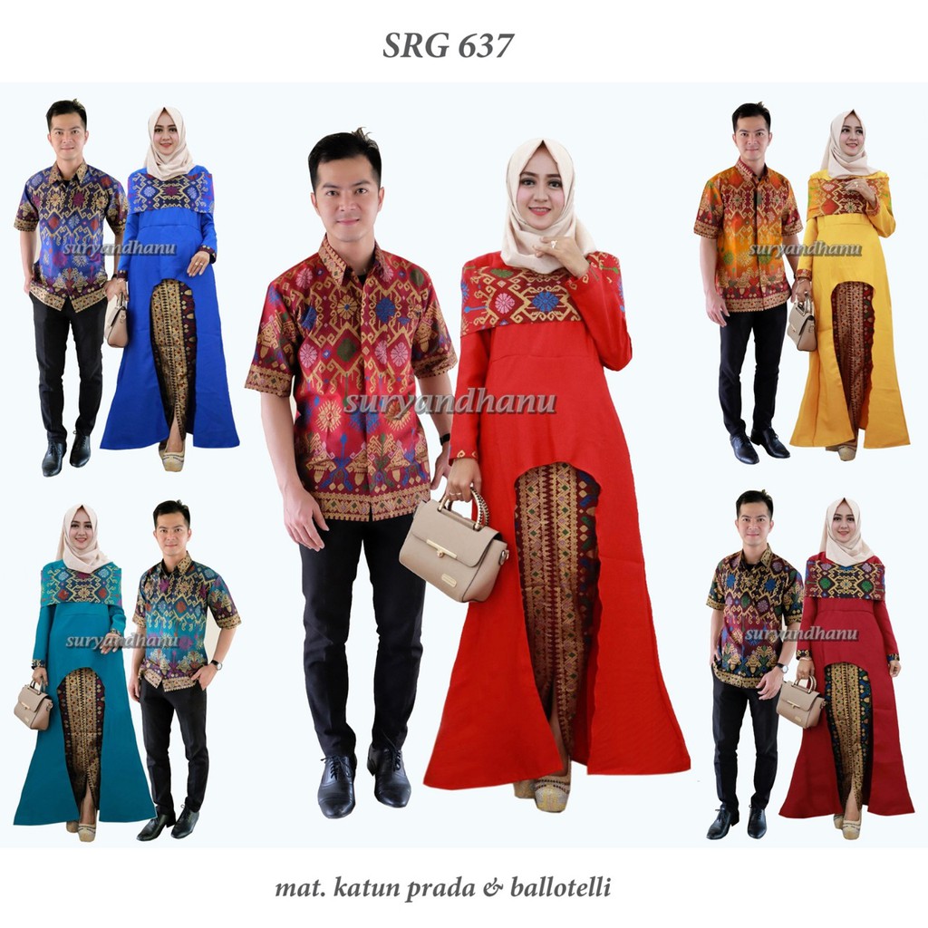 BAJU BATIK COUPLE MODEL SETELAN ROK DAN LONG BLUS SRG 637