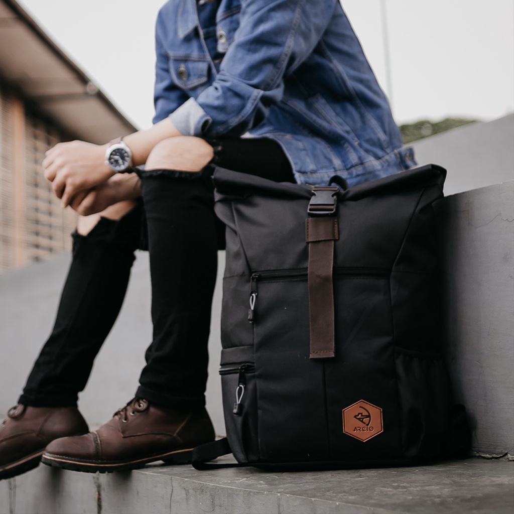 Xcloud x Arcio Tas Ransel Casual Pria Theo Black (FREE RAINCOVER)