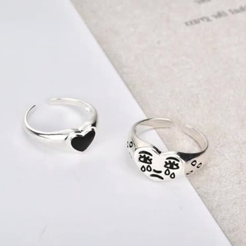 Hu Hu Hu Hu Hu Alat Bantu Pasang Kacamata♡ Cincin Susun Bentuk Hati Bahan Alloy Anti Alergi Untuk Wanita