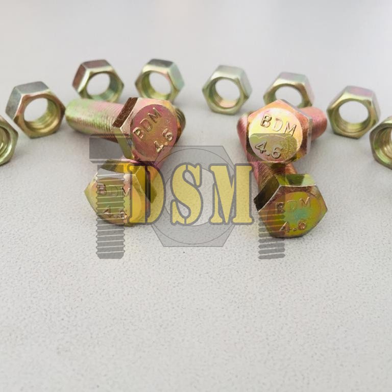 Grade 4.6 Baut 10 / Mur Baut Kuning 6x60 / BMK M6x60 Pitch 1.