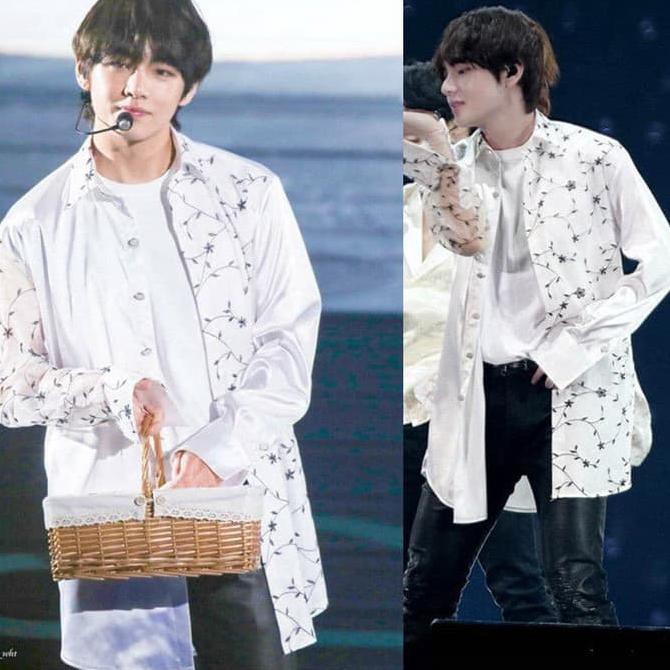Barang Berkualitas Kemeja Lengan Panjang Bts V Kim Taehyung Kpop Shirt Fashion On Sale Code 8790 Shopee Indonesia