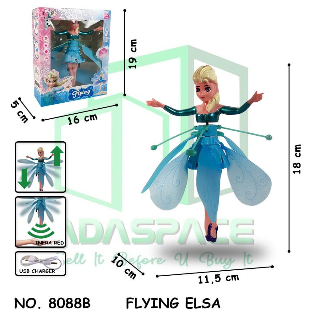 MURAH Flying Frozen AM-Flying Elsa Boneka Putri Princess Peri Terbang Sensor Tangan Mainan Anak Perempuan SISTAR