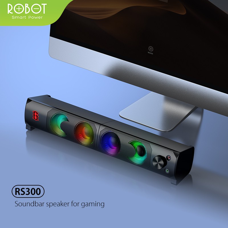 ROBOT RS300 E-Sports Gaming Soundbar Speaker with RGB Lighting Effect Black Original - Garansi 1 Thn