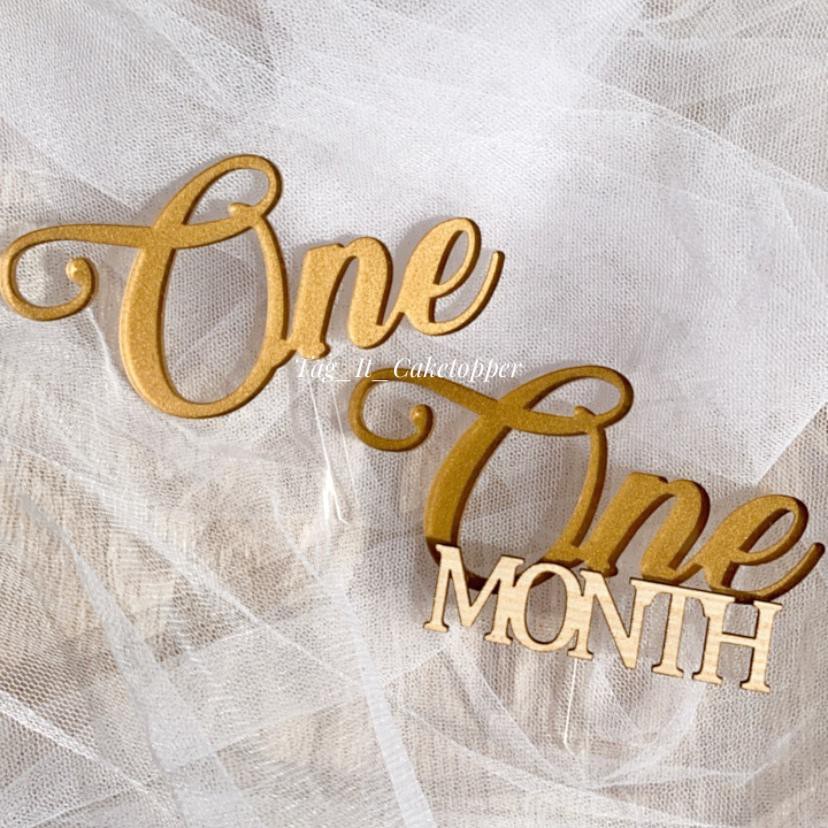 

Cake Topper One Month Gold Acrylic / Wood Hiasan Kue Smash Ultah Pertama Anak Ulang Tahun Birthday