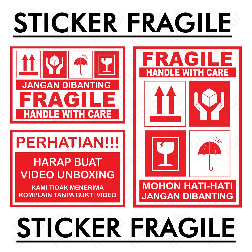 STICKER FRAGILE / STICKER VIDEO UNBOXING / STICKER AWAS PECAH / STICKER JANGAN DIBANTING