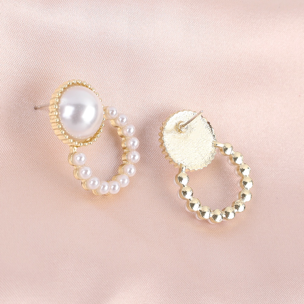 Korean Ins Styles Fashion Rhinestone Geometric Pearl Stud Earrings