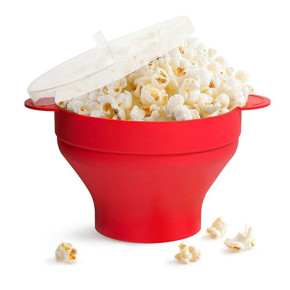 R-FLOWER Mangkok Popcorn Silikon Ember Baru Rumah Dapur Microwave Popcorn Maker