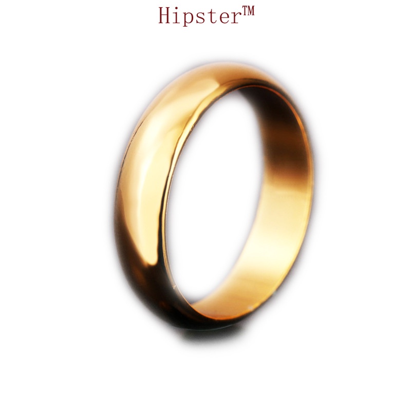 European and American Fashion Minimalist Personality Characteristic 24K Gold Aperture Couple Ring