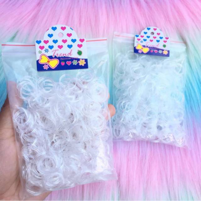 

Karet kuncir Bening isi 100pcs dan 500pcs