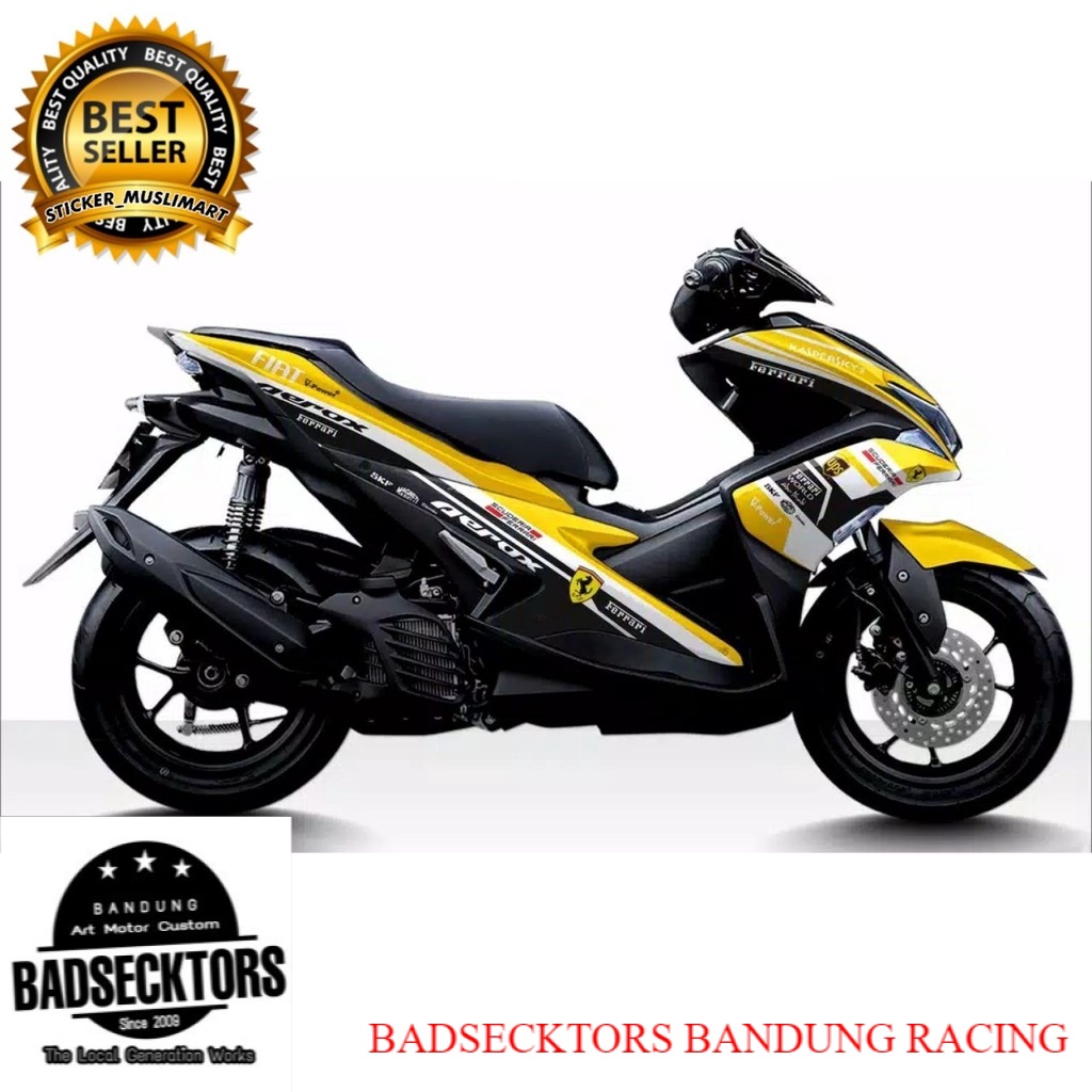 Decal Motor Variasi Aerox Ferrari kuning keren