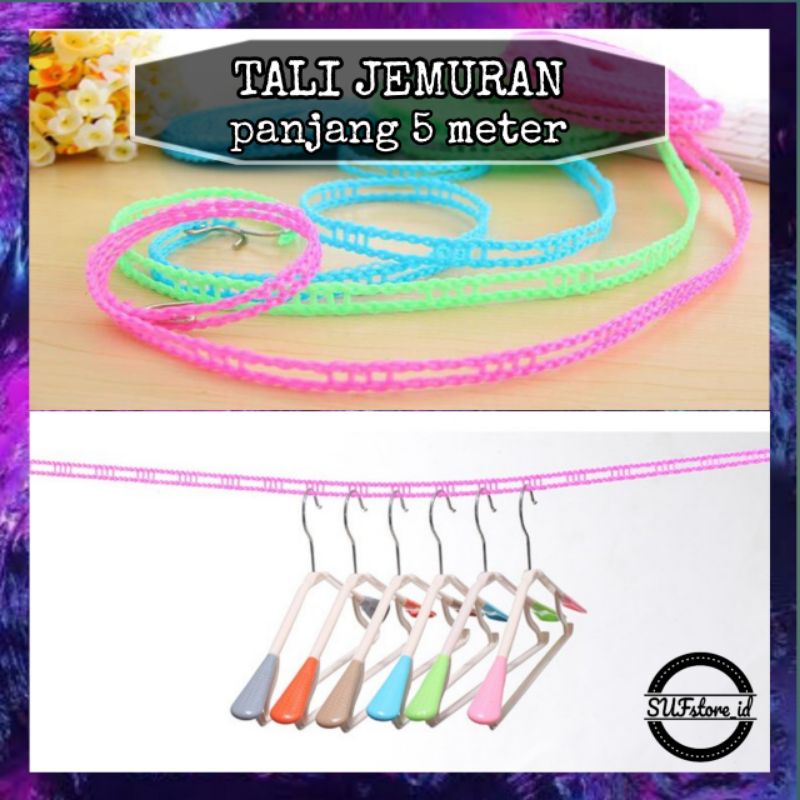 Tali Jemuran Baju 5 meter Murah Tempat Jemuran Pakaian Kuat Hanger Baju Gantungan Baju Celana