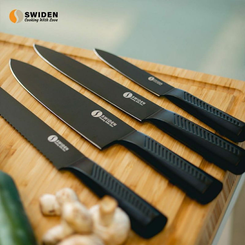 Swiden Premium Black Knife Set Pisau anti bakteri