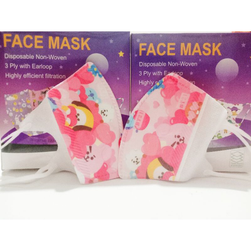 MASKER DUCKBILL ANAK 3PLY MOTIF LUCU BTS / BT21