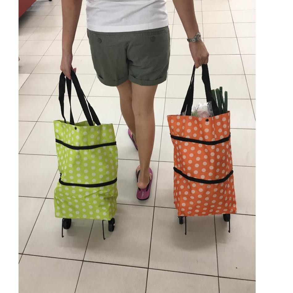 ➩ Tas belanja roda bisa dilipat - shopping bag troli trolley - kantong belanja besar ۞