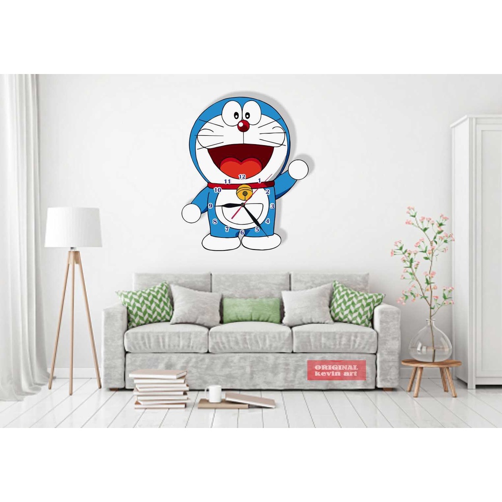 JAM DINDING KARAKTER DORAEMON UNIK BESAR KAYU VINTAGE SOUVENIR JAM CAFE Kevinart