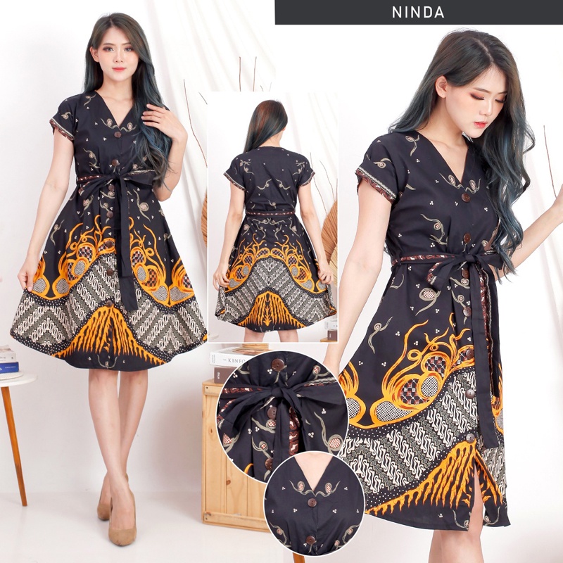 Jual Evercloth Ninda Dress Batik Wanita Terusan Batik Couple Modern 