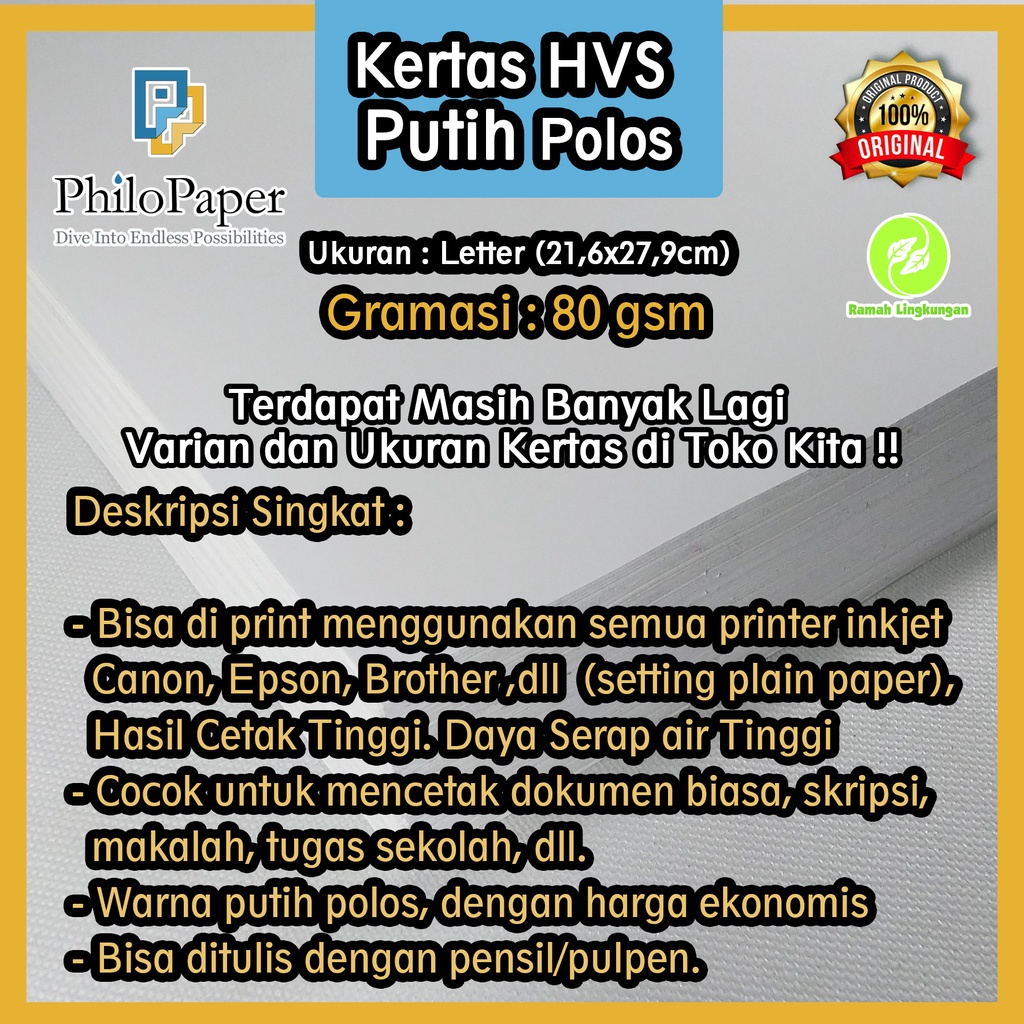 

Kertas HVS Putih Polos 80 Gsm Letter