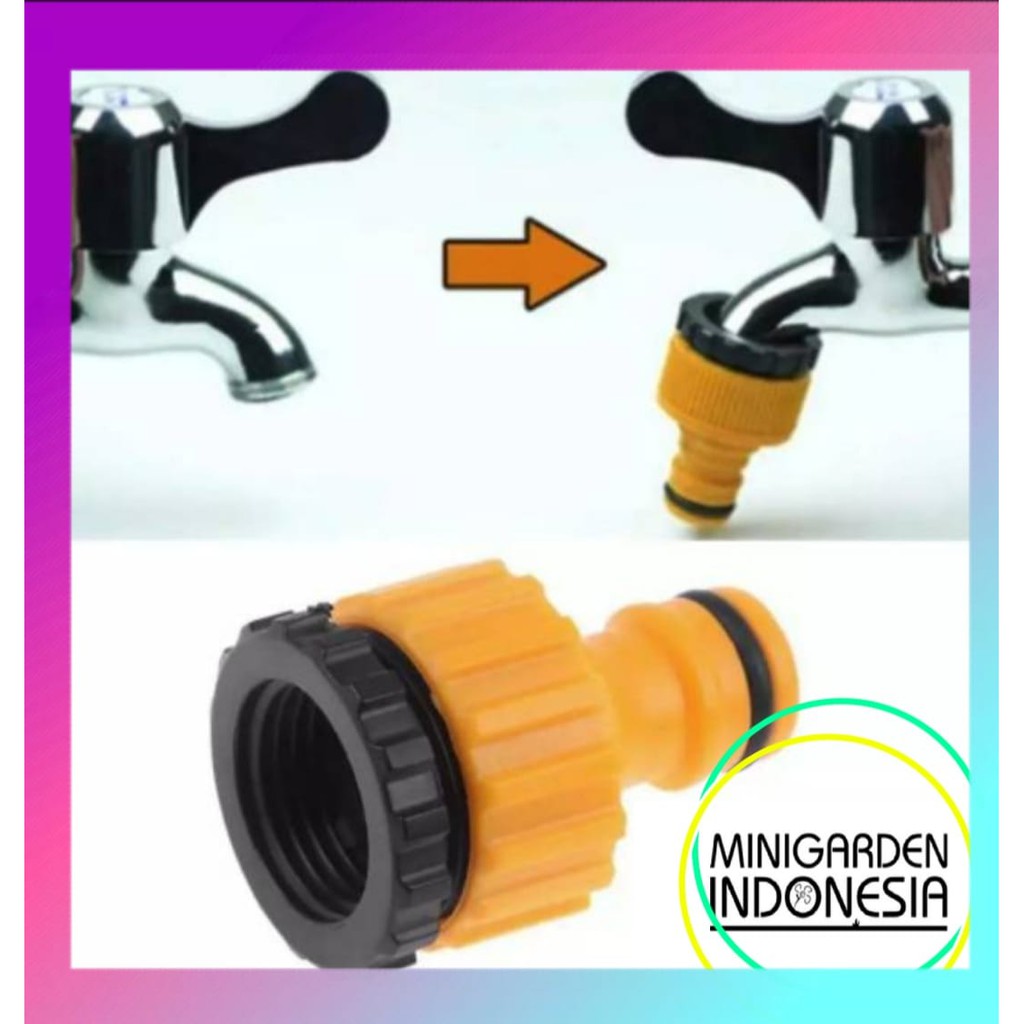 KONEKTOR KRAN KUNING 1/2'' 3/4 inch adapter magic hose selang ajaib drat quick realease irigasi