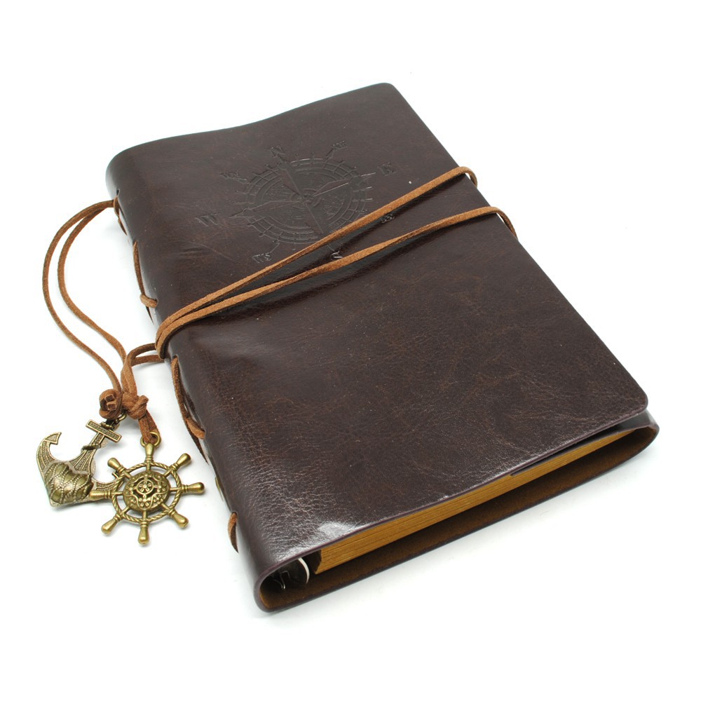 Buku Diary Agenda Catatan Binder Kulit Tema Retro Vintage Pirate  8005  Coffee