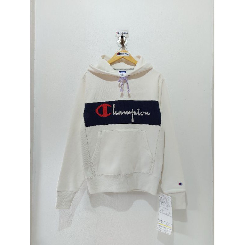 HOODIE CHAMPION REVERSE WEAVE WITH SWEATER TRIM BROKEN WHITE