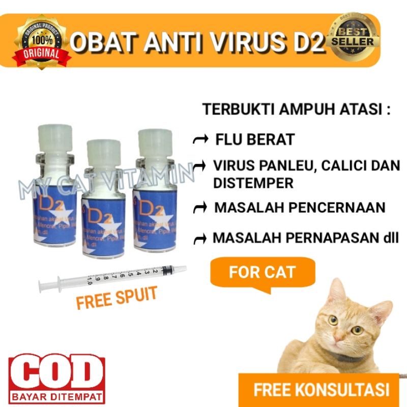 Jual Vitamin Kucing Antivirus Vitamin D2 Obat Kucing D2 Untuk