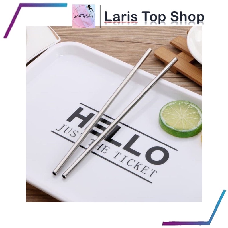 Sedotan Stainless Straw Lurus 1 Pcs / Sedotan Besi Stainless Anti Karat / Sedotan Eco Friendly / Sedotan Ramah Lingkungan / Sedotan Tumblr Stainless / Stainless Straw Food Grade
