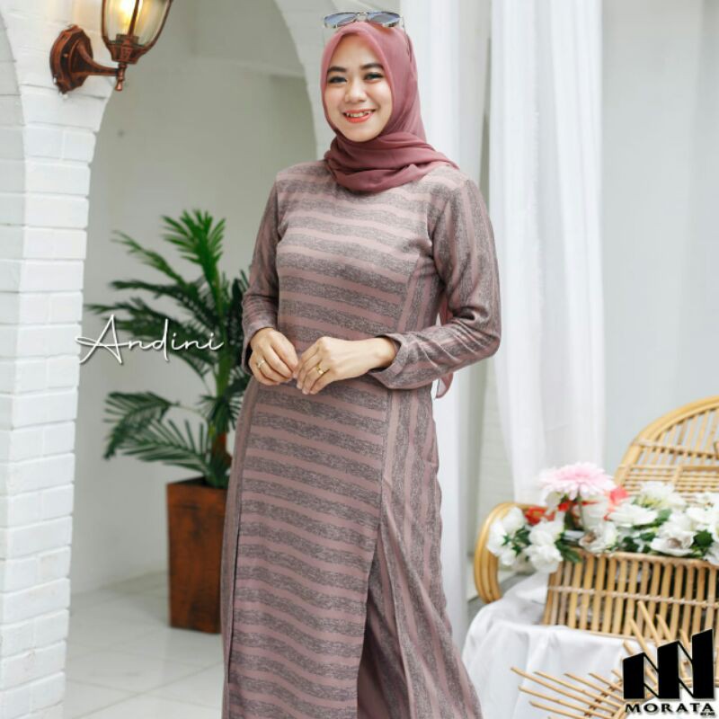 READY STELAN TUNIK ANDINI ORIGINAL MORATA /  KAOS SEMI WOLL NYAMAN