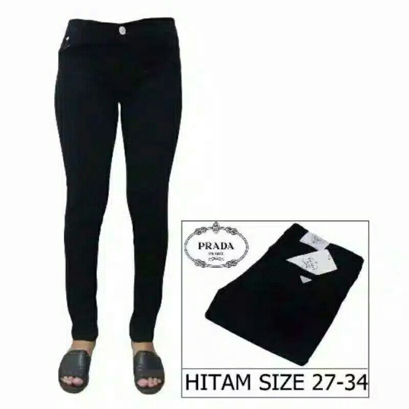 TERLARIS Celana Jeans pensil wanita Big size Jumbo PRADA Best Hitam 27 -  38