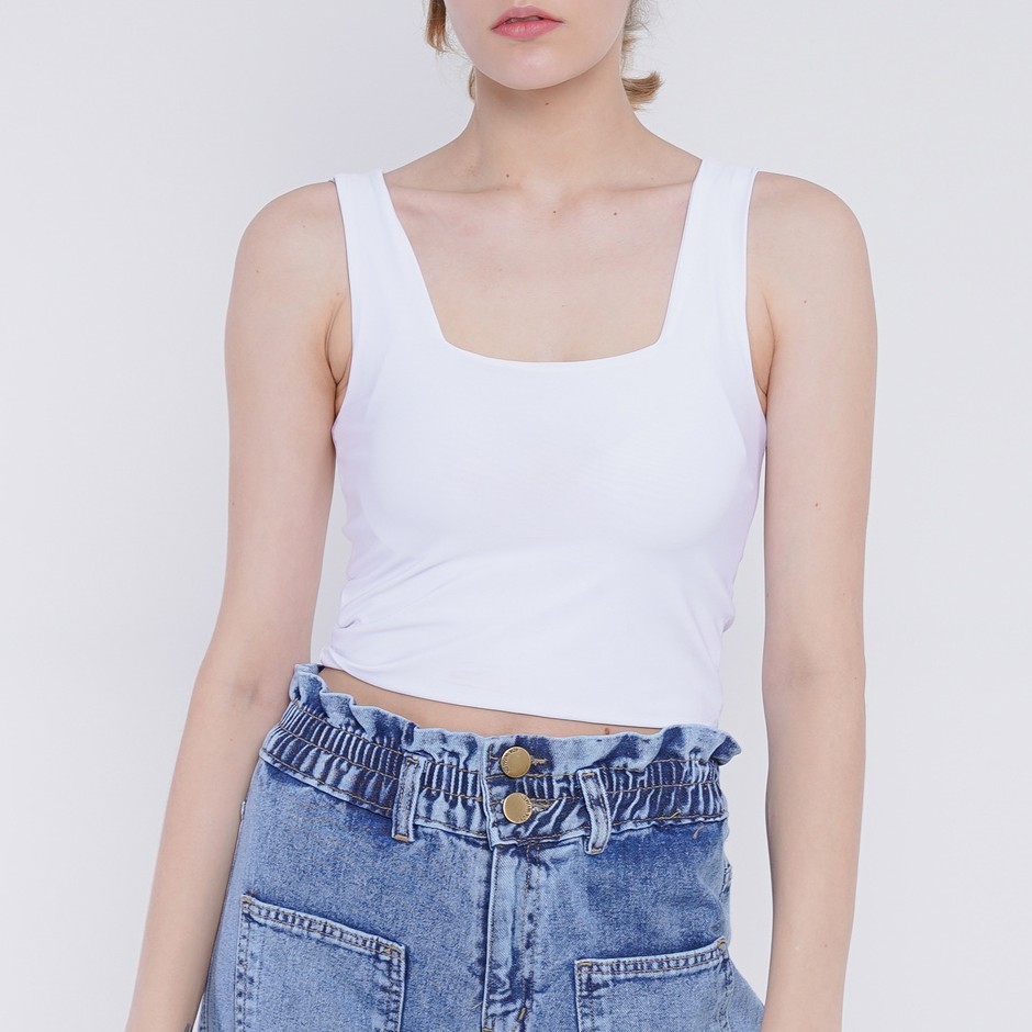 ADA - Tank Top Janice Basic Square Stretch Comfy-White