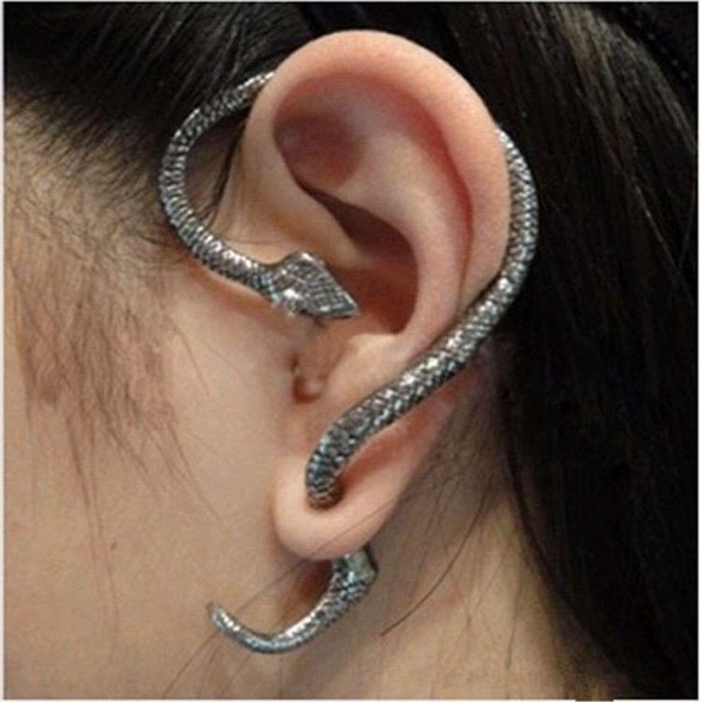 R-flower Anting Bentuk Ular Perhiasan Lapis Logam Hip Hop Vintage