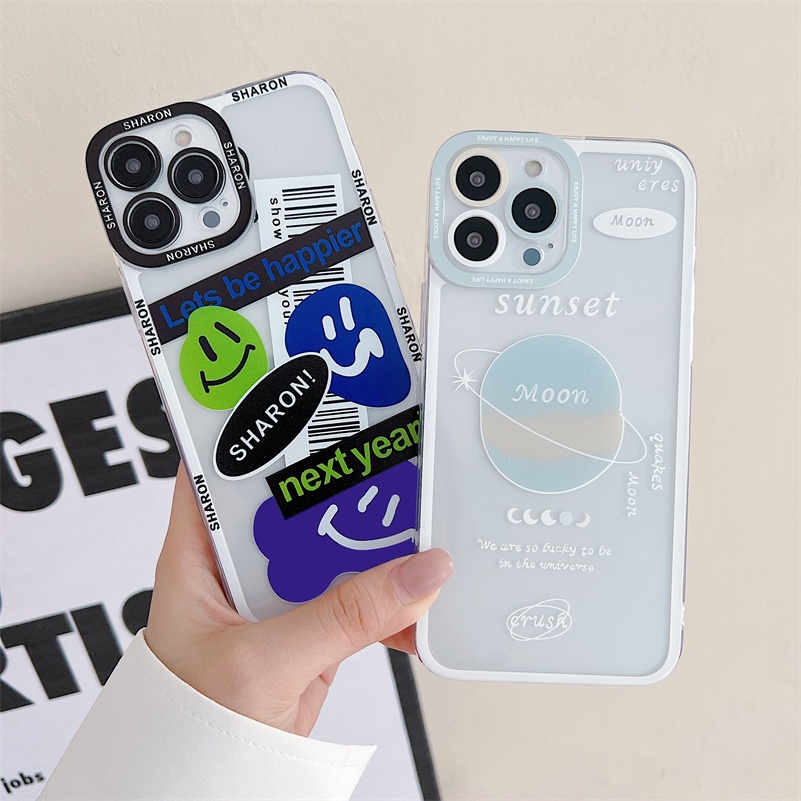 Soft Case Silikon Transparan Cover iPhone 13 12 11 Pro Max X Xr Xs Max SE 2020 iPhone 7Plus 8Plus iPhone 8 7 6 6s Plus Fashion Transparent Phone Case Shockproof Camera Protection Silicone Soft Case Protective Cover