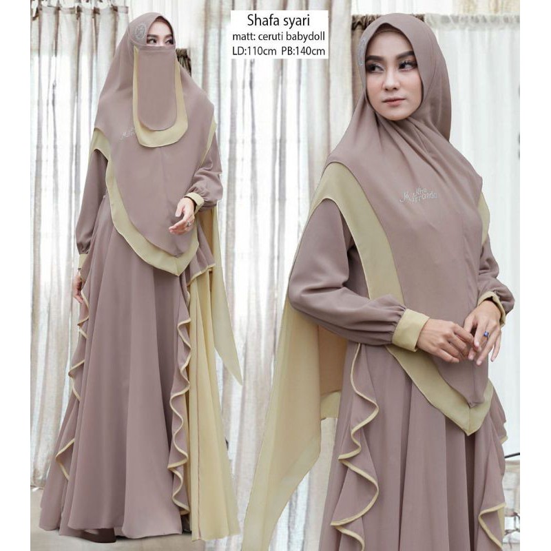 MP SHAFA SYARI/gamis syar'i plus cadar/gamis set Khimar/gamis plus kerudung/gamis plus cadar