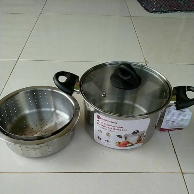 Homecook panci multi steamer with glass lid panci serbaguna ukuran 20