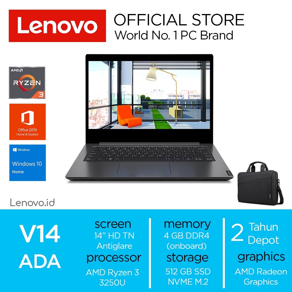 Lenovo V14 ADA DPID OHS Ryzen 3 3250U Win10 Home 4GB 512GB SSD 14