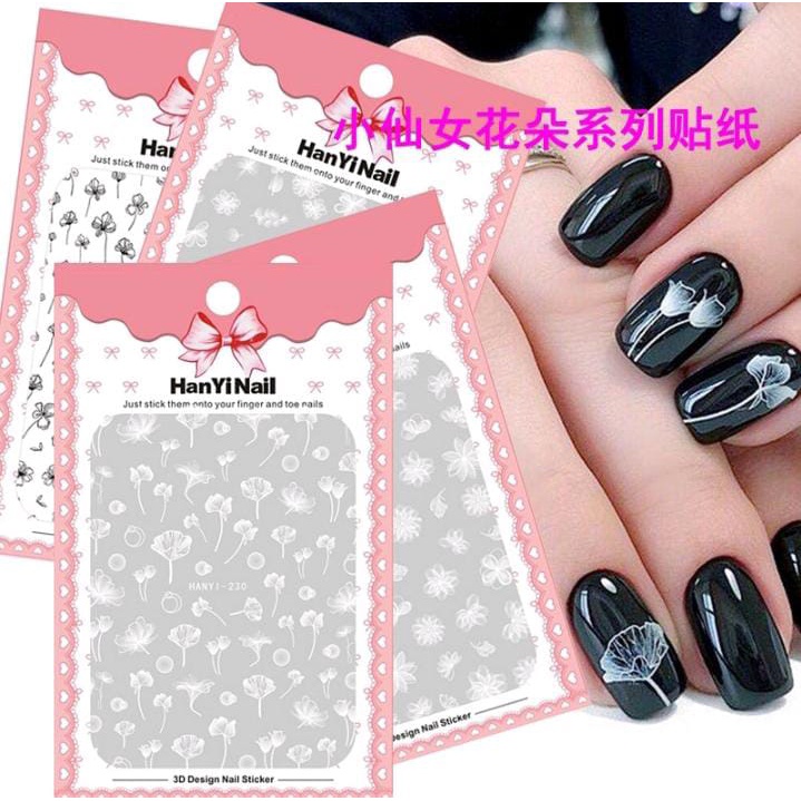 NAIL STICKER WHITE FLOWER JAPAN NAILS STIKER KUKU BUNGA PUTIH NAIL / KUKU