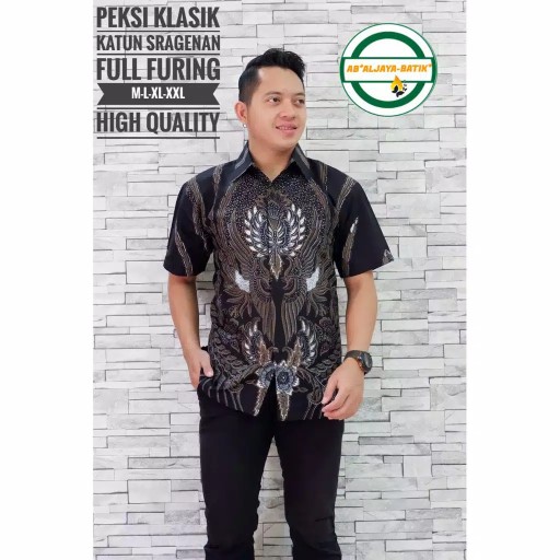 Peksi Lawasan Pendek Kemeja Batik Pria Katun Primisima Full Furing